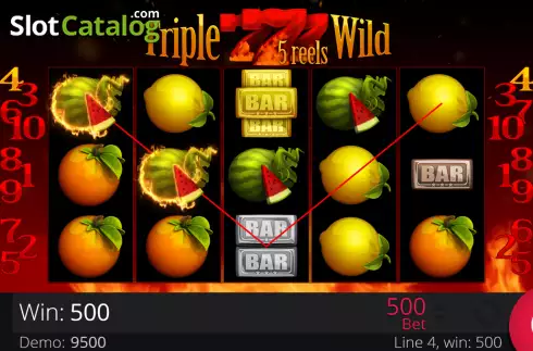 Win screen. Triple Wild Seven 5 Reels slot