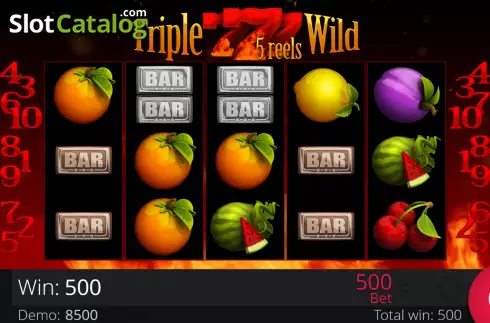 Win screen 2. Triple Wild Seven 5 Reels slot