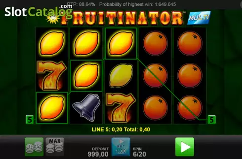 Win screen. Fruitinator Multi slot