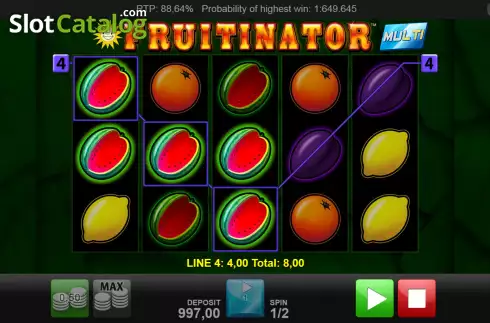 画面4. Fruitinator Multi カジノスロット