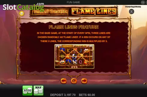 Flame lines feature screen. Tribe of Thunder slot