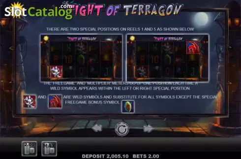 Features screen. Fight of Terragon slot