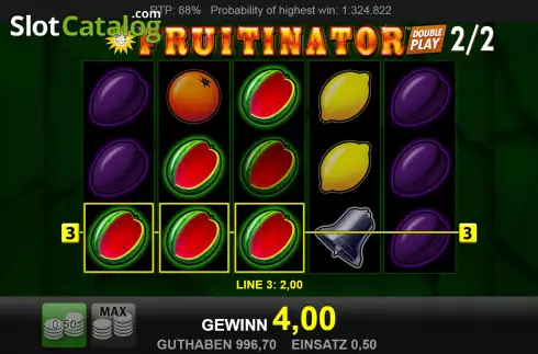 Win screen. Fruitinator Double Play slot