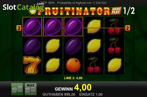 Win screen 2. Fruitinator Double Play slot