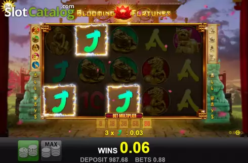 Win screen. Blooming Fortunes slot