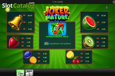 Paytable screen. Joker Nature slot