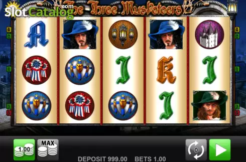 Game screen. The Three Musketeers (edict) slot
