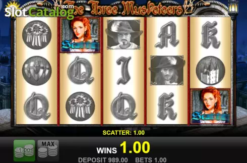 Win screen. The Three Musketeers (edict) slot