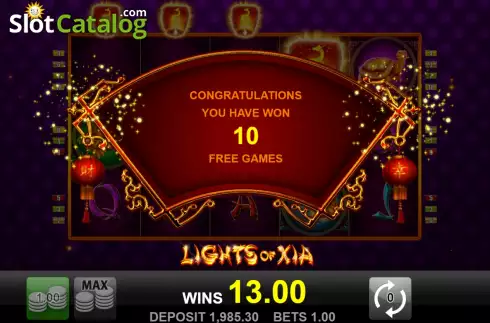 Free Spins screen 2. Lights of Xia slot