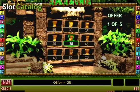 Bonus game screen. Amazonia slot
