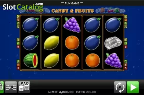 Reels screen. Candy and Fruits slot