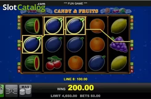 Win screen. Candy and Fruits slot