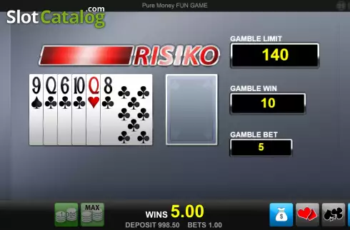 Risk Game screen. Pure Money slot