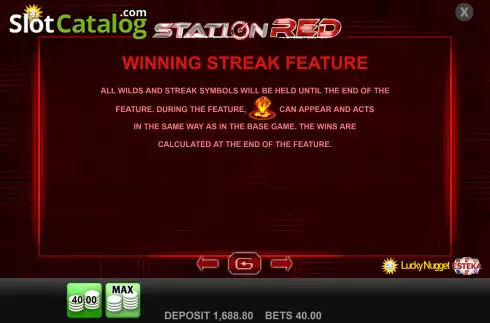 Winning streak feature screen 2. Station Red slot