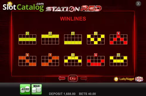 Paylines screen. Station Red slot