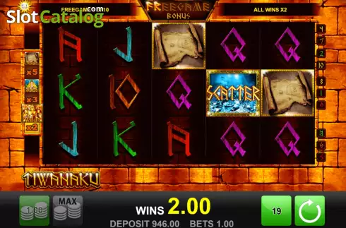 Free Spins screen 2. Tiwanaku slot