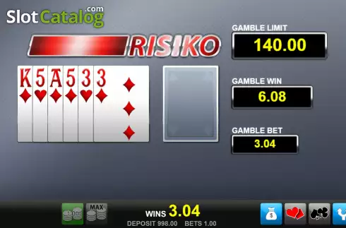 Risk Game screen. Centurion Diamonds slot