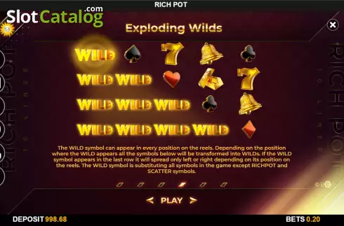 Explodin Wilds screen. RichPot slot