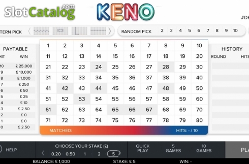 Game Screen. Keno 80 (G.Games) slot