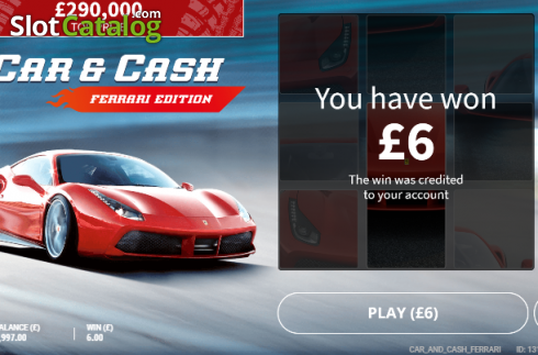 Win screen 2. Car & Cash - Ferrari slot