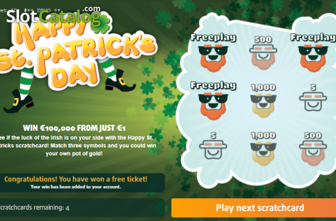 Win screen 1. Happy St. Patrick's Day slot