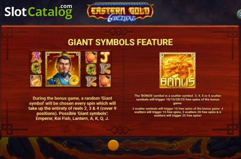 Giant Symbols Feature. Eastern Gold Deluxe slot