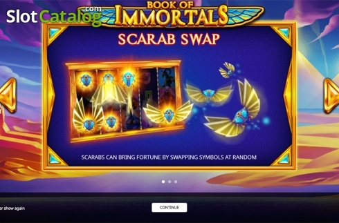 Intro screen 1. Book of Immortals slot
