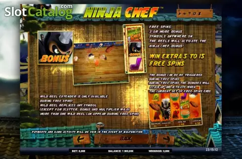 ペイテーブル1. Ninja Chef (ニンジャ・シェフ) カジノスロット
