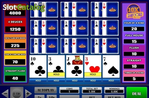 Game Screen. 10x Deuce Wild Poker slot