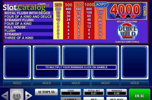 Game Screen. 2 Deuce Wild Poker slot