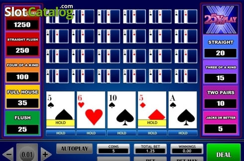 Game Screen. 25x Play Poker slot
