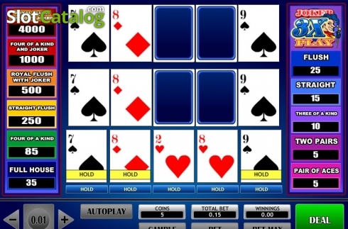 Game Screen. 3x Joker Play Poker slot