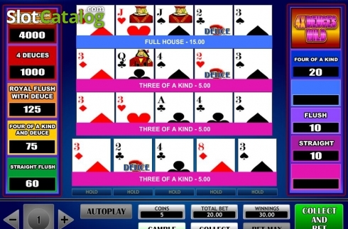 Game Screen. 4x Deuce Wild Poker slot
