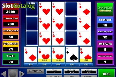 Game Screen. 4x Tens Or Better Poker slot