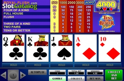 画面4. Tens or Better Poker (iSoftBet) カジノスロット