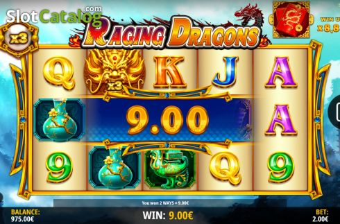 Win Screen. Raging Dragons slot