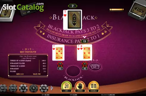 Pantalla7. Blackjack 21+3 (iSoftBet) Tragamonedas 