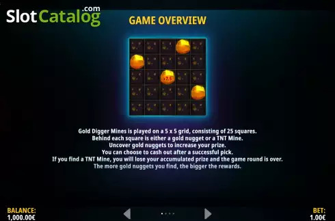 Schermo8. Gold Digger: Mines slot