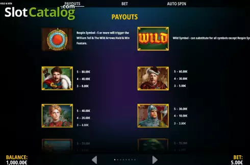 Schermo9. William Tell and The Wild Arrows Hold and Win slot