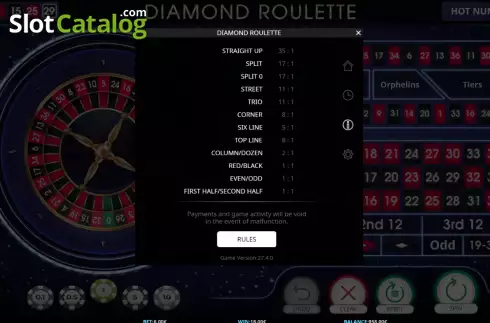 画面9. Diamond Roulette (iSoftBet) カジノスロット