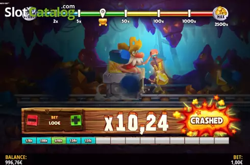 Gameplay Screen 4. Gus's Gold Minecart Mayhem slot