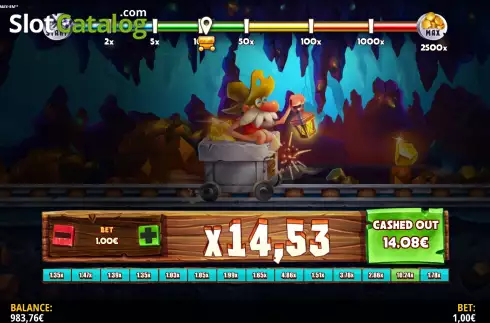 Gameplay Screen 6. Gus's Gold Minecart Mayhem slot