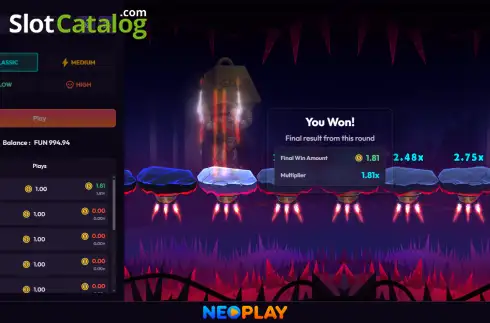 Schermo3. Space Walker slot