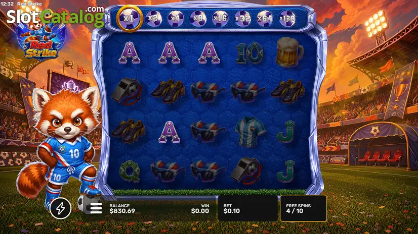 Red Strike Free Spins Win Screen