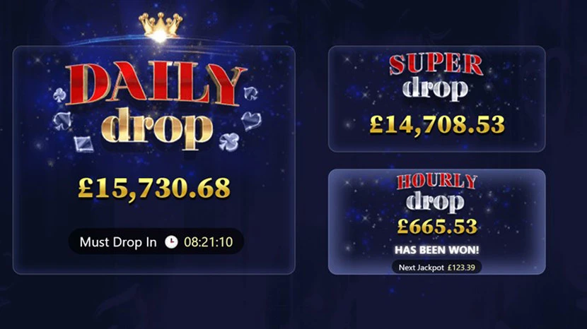 Red Tiger's jackpots: daily drop, super drop, hourly drop